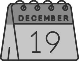 19:e av december linje fylld gråskale ikon vektor