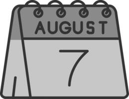 7:e av augusti linje fylld gråskale ikon vektor