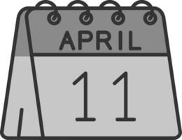 11th av april linje fylld gråskale ikon vektor