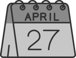 27 .. von April Linie gefüllt Graustufen Symbol vektor