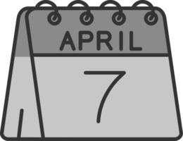 7:e av april linje fylld gråskale ikon vektor