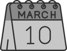 10 .. von März Linie gefüllt Graustufen Symbol vektor