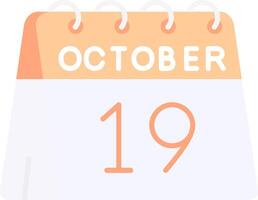 19:e av oktober platt ljus ikon vektor