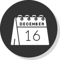 16: e av december glyf grå cirkel ikon vektor
