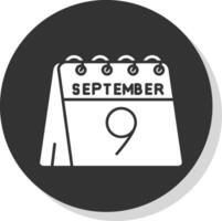 9:e av september glyf grå cirkel ikon vektor
