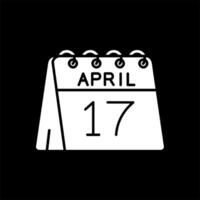 17:e av april glyf omvänd ikon vektor