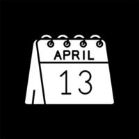 13: e av april glyf omvänd ikon vektor