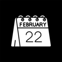 22 von Februar Glyphe invertiert Symbol vektor