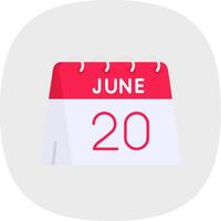 20:e av juni platt kurva ikon vektor