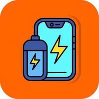 Batterie gefüllt Orange Hintergrund Symbol vektor