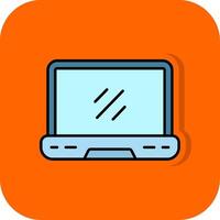 Laptop gefüllt Orange Hintergrund Symbol vektor