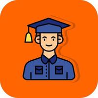 Schüler gefüllt Orange Hintergrund Symbol vektor