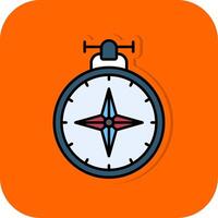 Kompass gefüllt Orange Hintergrund Symbol vektor
