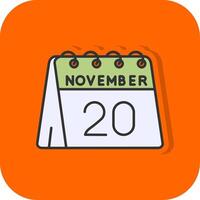 20 .. von November gefüllt Orange Hintergrund Symbol vektor