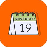19 .. von November gefüllt Orange Hintergrund Symbol vektor