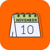 10:e av november fylld orange bakgrund ikon vektor