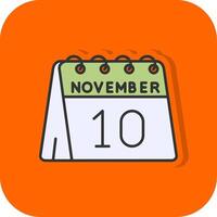 10 .. von November gefüllt Orange Hintergrund Symbol vektor