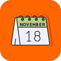 18 .. von November gefüllt Orange Hintergrund Symbol vektor