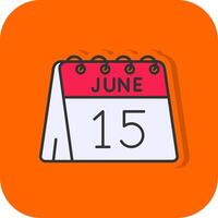 15 .. von Juni gefüllt Orange Hintergrund Symbol vektor