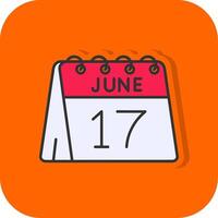 17:e av juni fylld orange bakgrund ikon vektor
