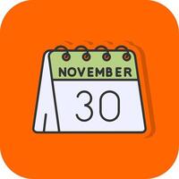 30 von November gefüllt Orange Hintergrund Symbol vektor