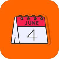4:e av juni fylld orange bakgrund ikon vektor
