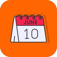 10:e av juni fylld orange bakgrund ikon vektor