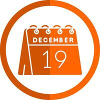 19:e av december glyf orange cirkel ikon vektor