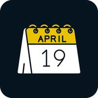 19:e av april glyf två Färg ikon vektor