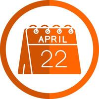 22 av april glyf orange cirkel ikon vektor