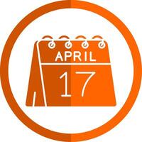 17:e av april glyf orange cirkel ikon vektor