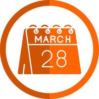 28 .. von März Glyphe Orange Kreis Symbol vektor