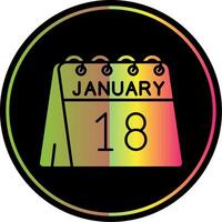 18: e av januari glyf på grund av Färg ikon vektor