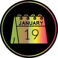 19 .. von Januar Glyphe fällig Farbe Symbol vektor