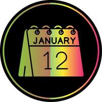 12th av januari glyf på grund av Färg ikon vektor