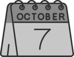 7:e av oktober linje fylld gråskale ikon vektor