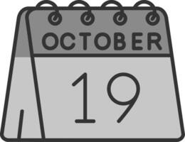 19 .. von Oktober Linie gefüllt Graustufen Symbol vektor