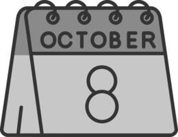 8 .. von Oktober Linie gefüllt Graustufen Symbol vektor