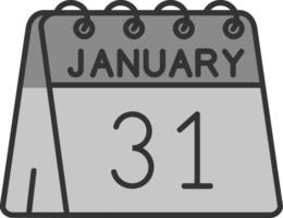 31: a av januari linje fylld gråskale ikon vektor
