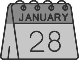 28: e av januari linje fylld gråskale ikon vektor