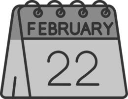 22 av februari linje fylld gråskale ikon vektor