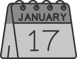 17:e av januari linje fylld gråskale ikon vektor