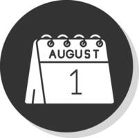 1:a av augusti glyf grå cirkel ikon vektor