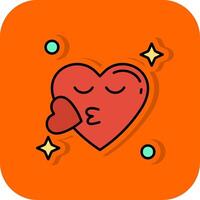 Kuss gefüllt Orange Hintergrund Symbol vektor