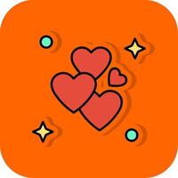 kärlek fylld orange bakgrund ikon vektor
