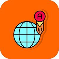 weltweit gefüllt Orange Hintergrund Symbol vektor