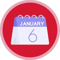 6:e av januari platt mång cirkel ikon vektor