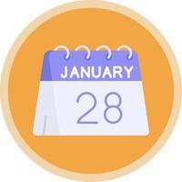 28: e av januari platt mång cirkel ikon vektor