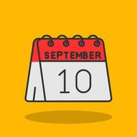 10:e av september fylld skugga ikon vektor
