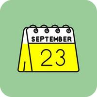 23 .. von September gefüllt Gelb Symbol vektor